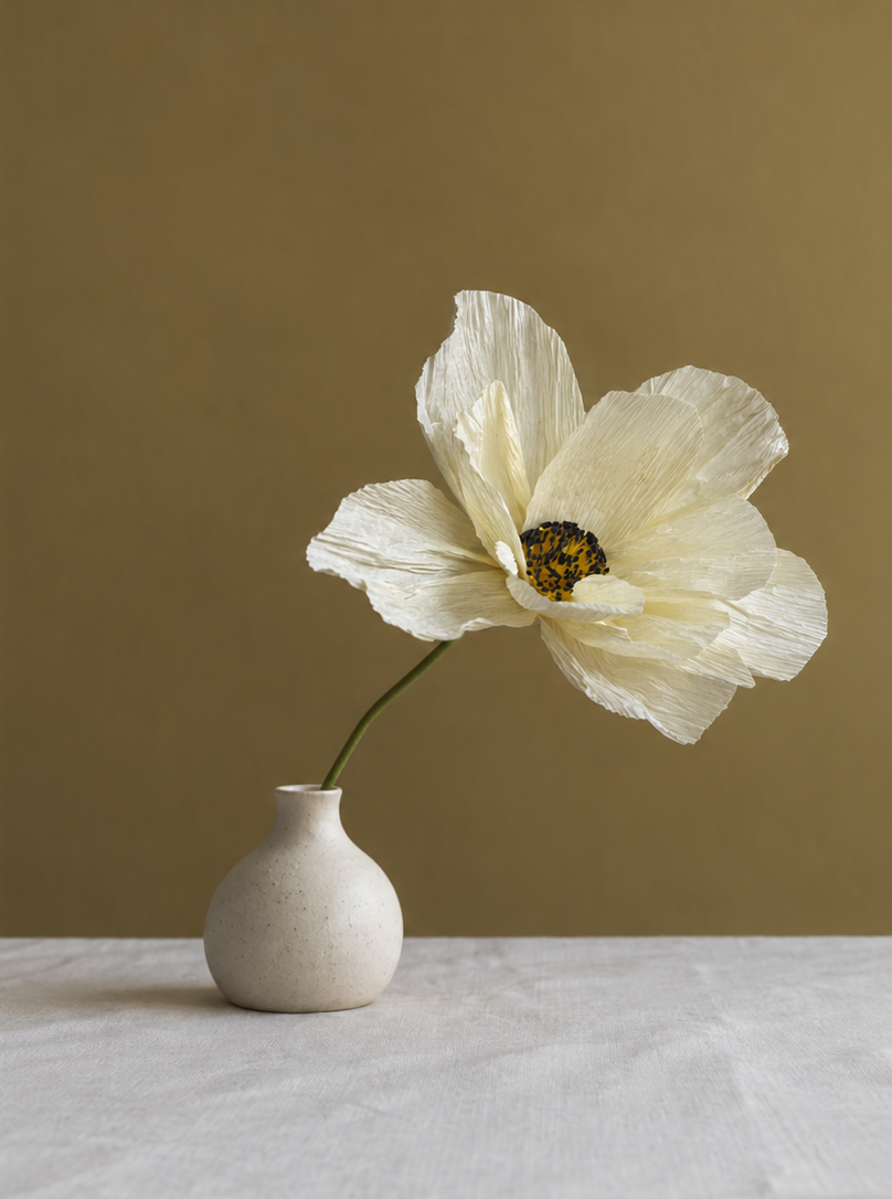 CREPE PAPIRBLOMST: HVID VILDROSE