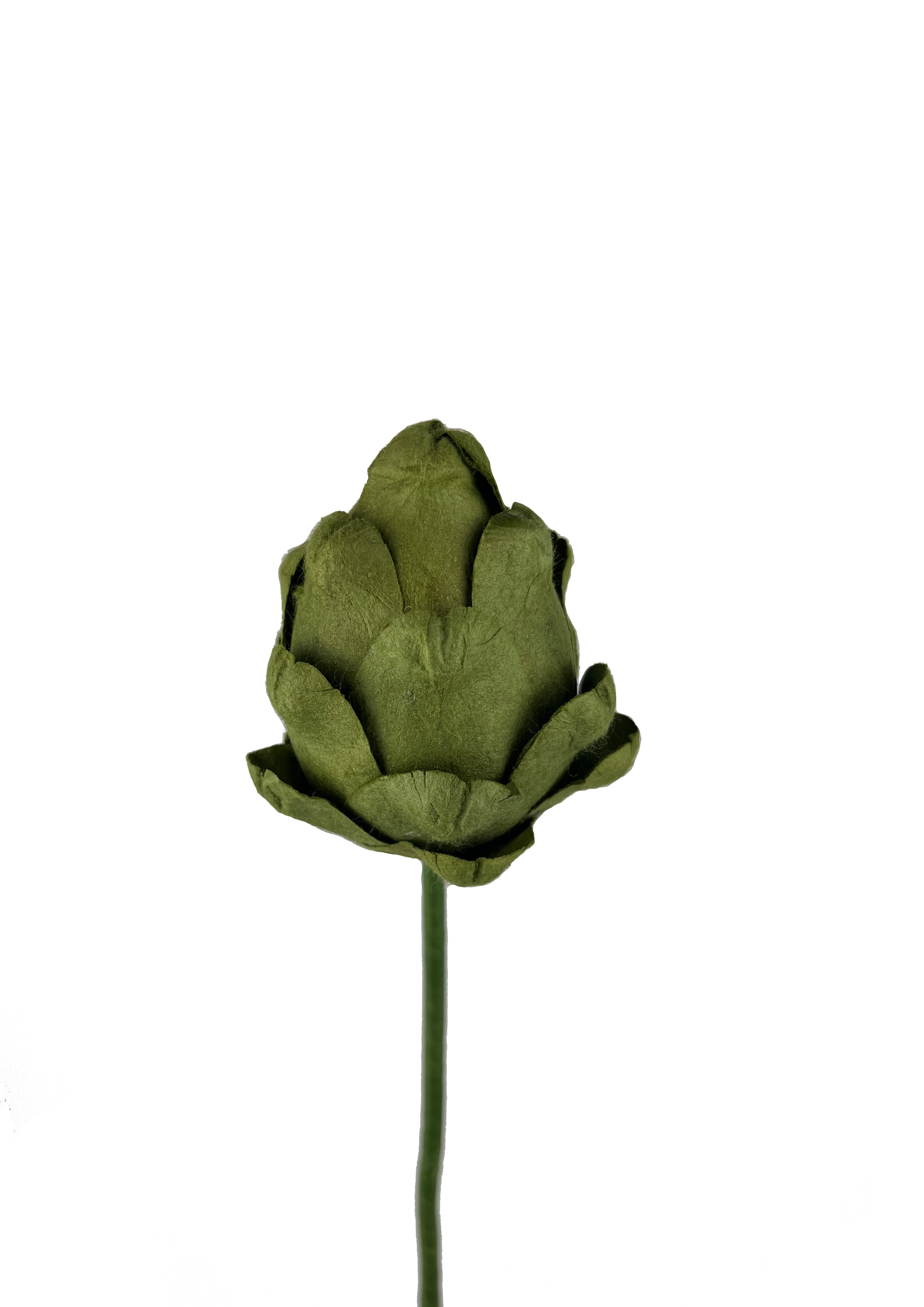 Håndlavet papirartiskok i grøn farve - en dekorativ tilføjelse til buketter og dekorationer fra Paper Flower.