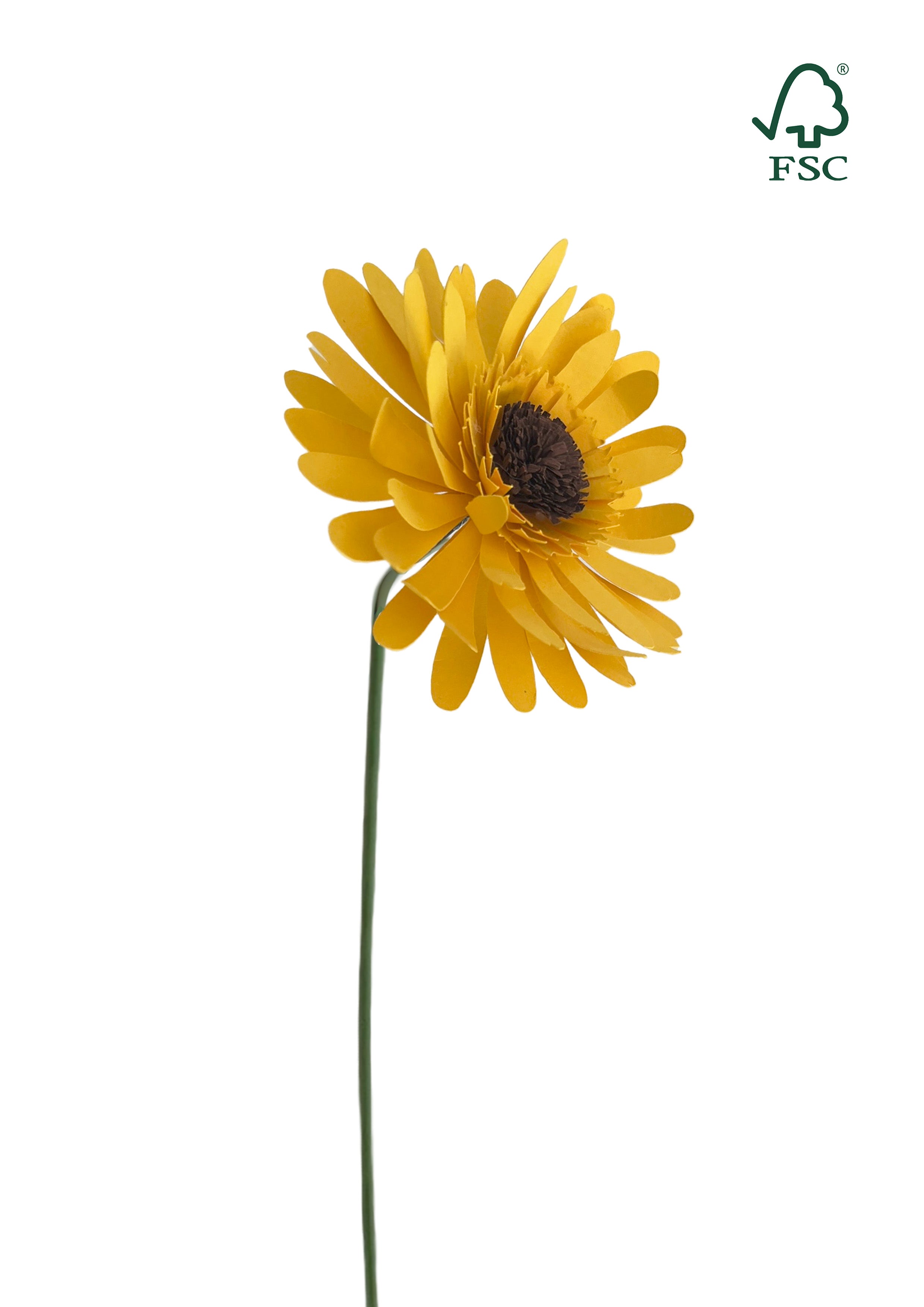 Gerbera – Gul Papirblomst (Håndlavet & FSC®-certificeret)