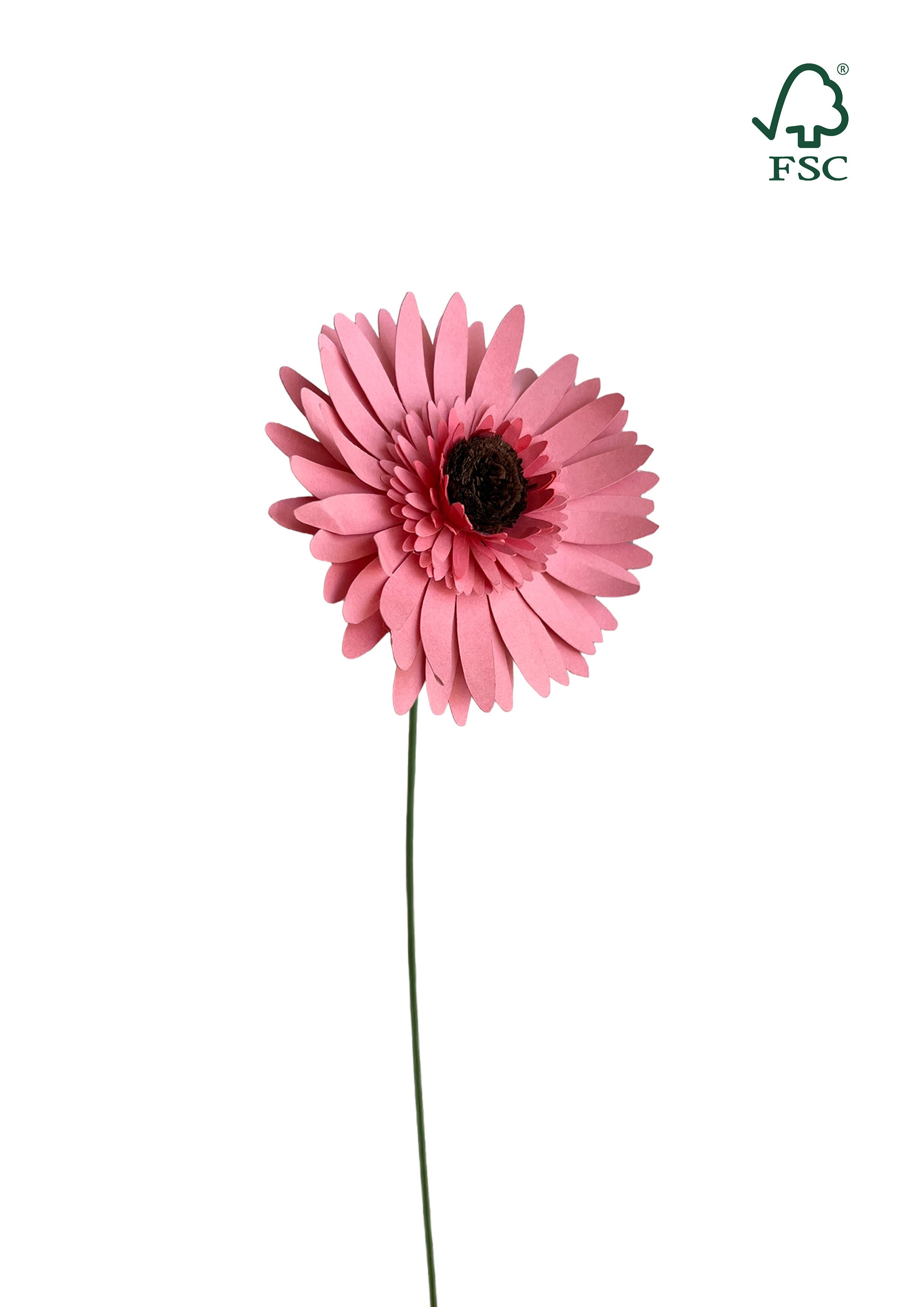 Gerbera – Rosa Papirblomst (Håndlavet & FSC®-certificeret)